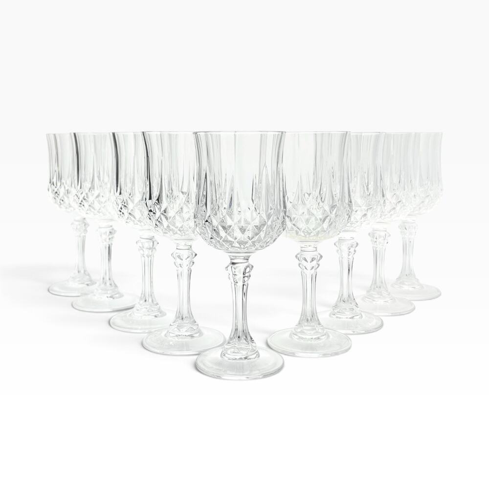 Cristal d’Arques “Longchamp” Set of 9 Crystal Wine Glasses 6 1/2” 6oz